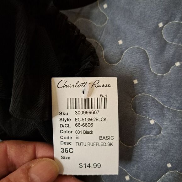 Charolott Russe black tutu ruffled bra size 36C NWT - Picture 2 of 4